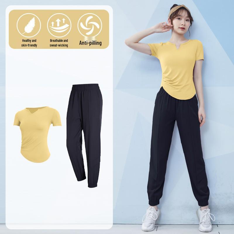 Women's Quick-Dry Summer Sports Set: Short Sleeve Running T-Shirt & High-End Yoga Outfit