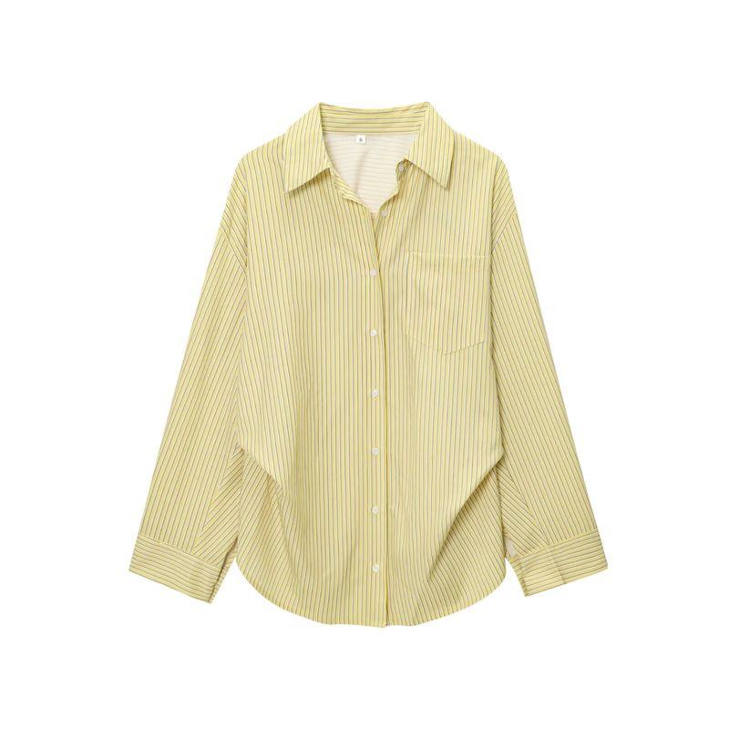 

Araltay New Arrival Women s Clothing Fashion Style Fashion All-Match Casual Minimalist Stripes Loose Poplin Shirt Tops Tops L