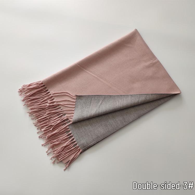 2024 Autumn/Winter Imitation Cashmere Double-Sided Red Scarf - Solid Color, Warm Shawl for Women, European & American Style.