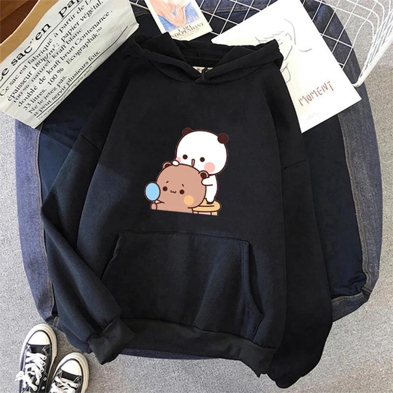 Unisex mielas meškiuko printas su gobtuvu, laisvalaikio paaugliams, kawaii gobtuvas, džemperis, žiemai ir pavasariui, ilgomis rankovėmis, hip hop stiliaus, šilti gobtuvai