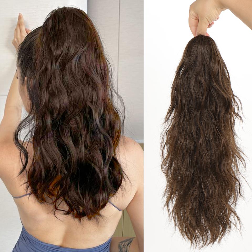 

Длинные вьющиеся волосы с заколкой в ​​хвост для женского естественного пушистого и бесшовного удлинения косички для парика «конский хвост»