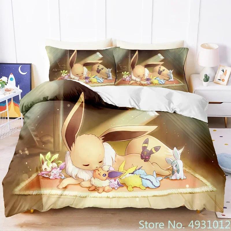 3D Printed Anime Figure Pikachu Bedding Set Pillowcase Jumpman Bedclothes Cartoon Children Kids Quilt Duvet Cover Gift