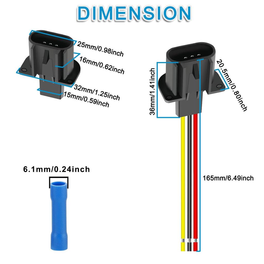 MKBKLLJY 5pcs H13 9008 Male Nylon Adapter Wiring Harness Extension