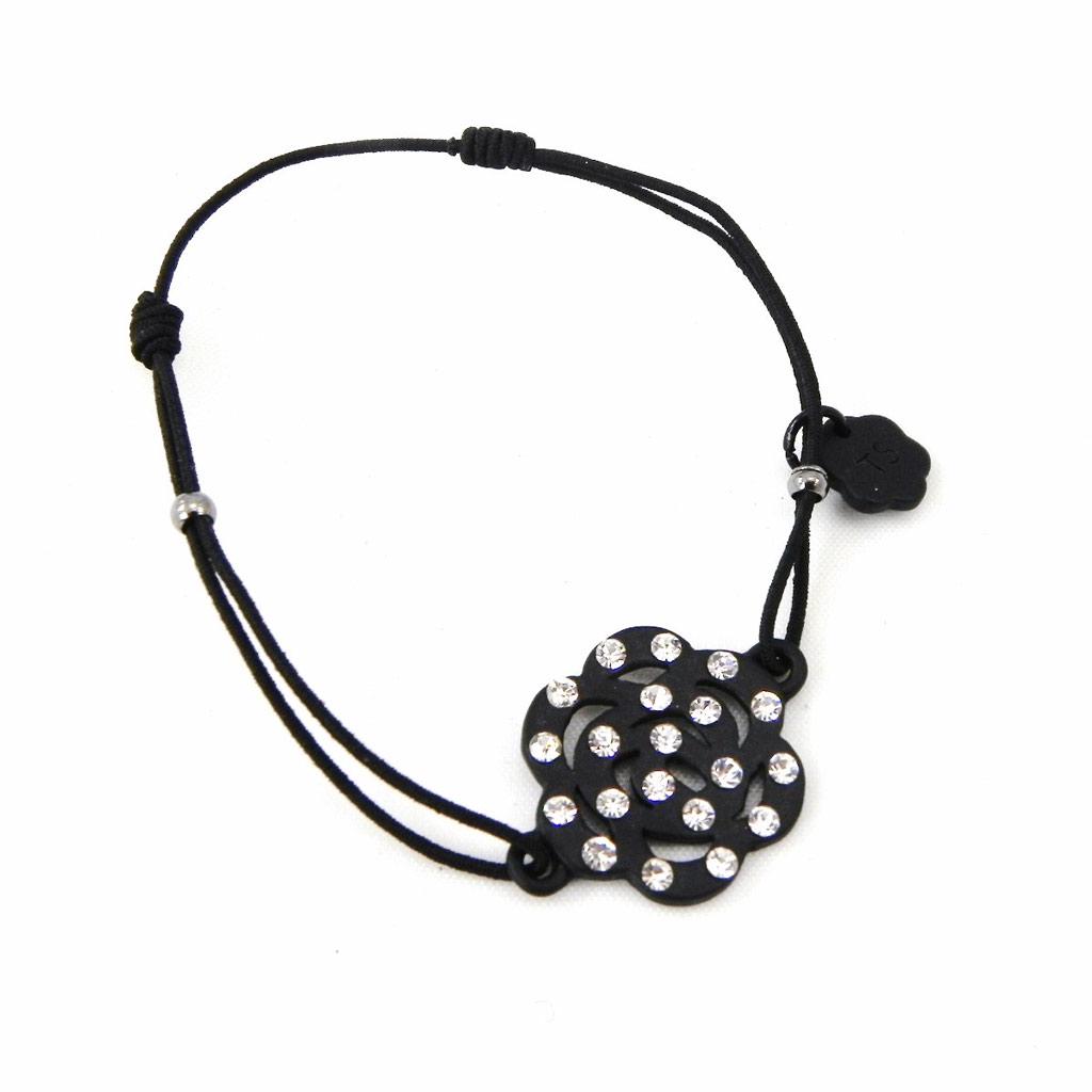 Les Trésors De Lily [G8744] - Black 'Camélia' Designer Bracelet