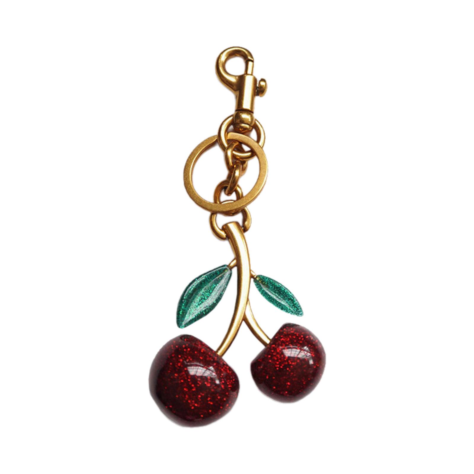 

Practical Crystal Cherrys Heart Key Holder Sturdy Handwoven Texture with Sturdy Alloy Clasp Keys Ornament Decoration 1