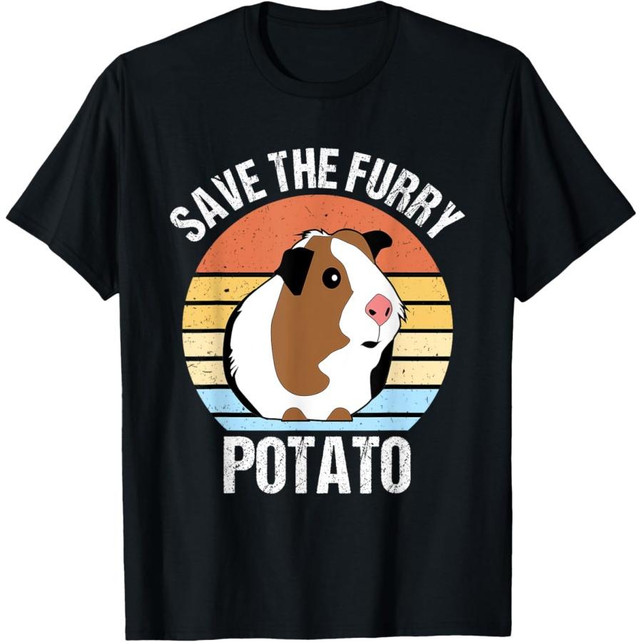 Save The Furry Potato Funny Guinea Pig T-Shirt XXXXXL чёрный