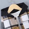 Kids Clothes Autumn/Winter Boys' Long-Sleeved Checkered Contrast-Colour Hooded Two-Piece Set (Top + Trousers)