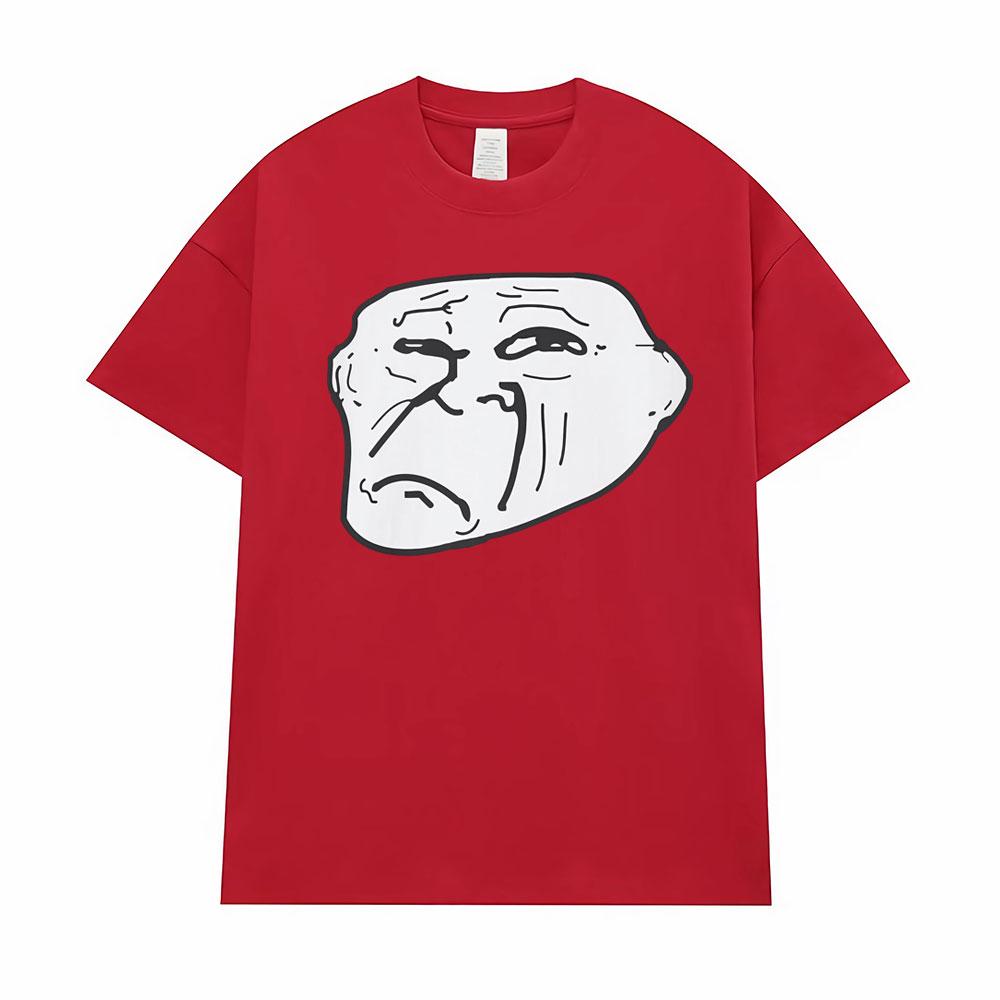 Sad Troll Face Funny Meme Graphic Tee Shirt Unisex Women Fashion Humorous Gift Tshirt Enthusiast Apparel Oversized Cotton T Shirts