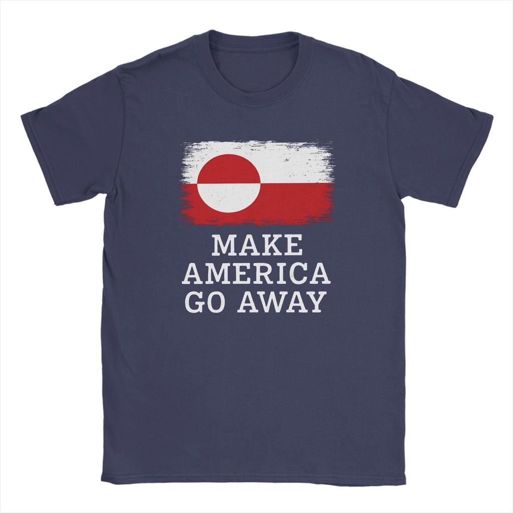 Oversized T Shirt Summer Make America Go Away Leisure TShirts Greenland Flag Cotton Tshirt for Men Y2K Short Sleeve Clothing