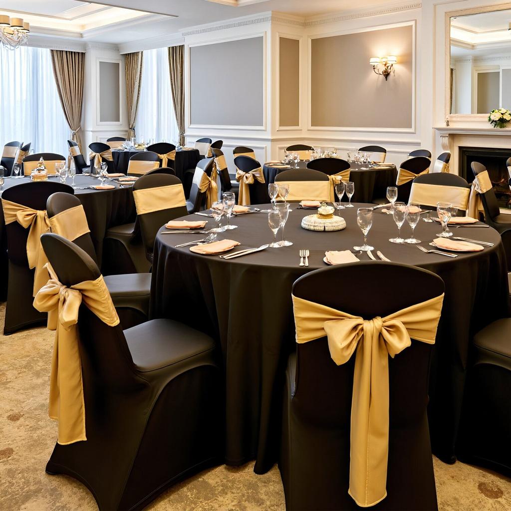 100 Pcs Black Chair Covers, Polyester Spandex Chair Cover, Stretch Slipcovers for Wedding Party Dining Banquet Flat-Front Chair Covers, Fits Chair