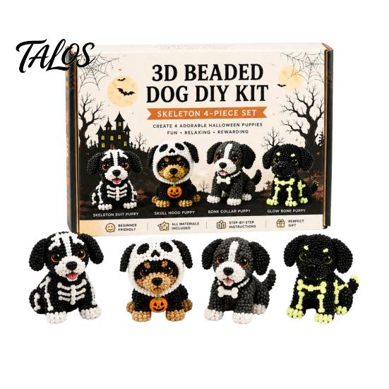 DIY Craft Set for Kids 3D Halloween Dog Art Set, Beaded Puppy Kit, Cute Healing Kit Adults Animal Beginners Adults, Home Desk Decor Decorative Beads