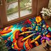 Trippy Mushroom Flor Mat Rug Psychedelic Forest Pattern Non Slip Floor Mat for Living Room Bedroom Hippie Home Decor Carpet