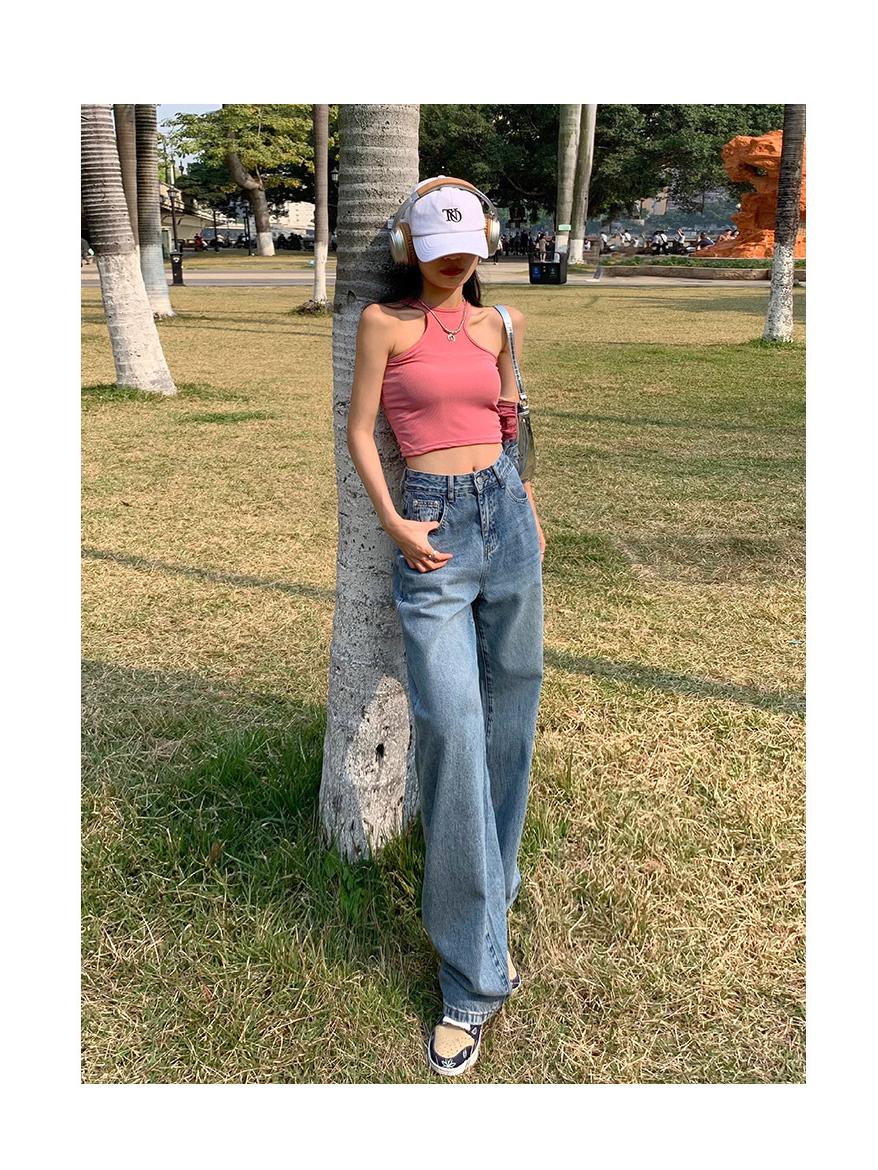 

Extra Long High Waist Retro Wide Leg Jeans for Tall Women XXL светло-синий