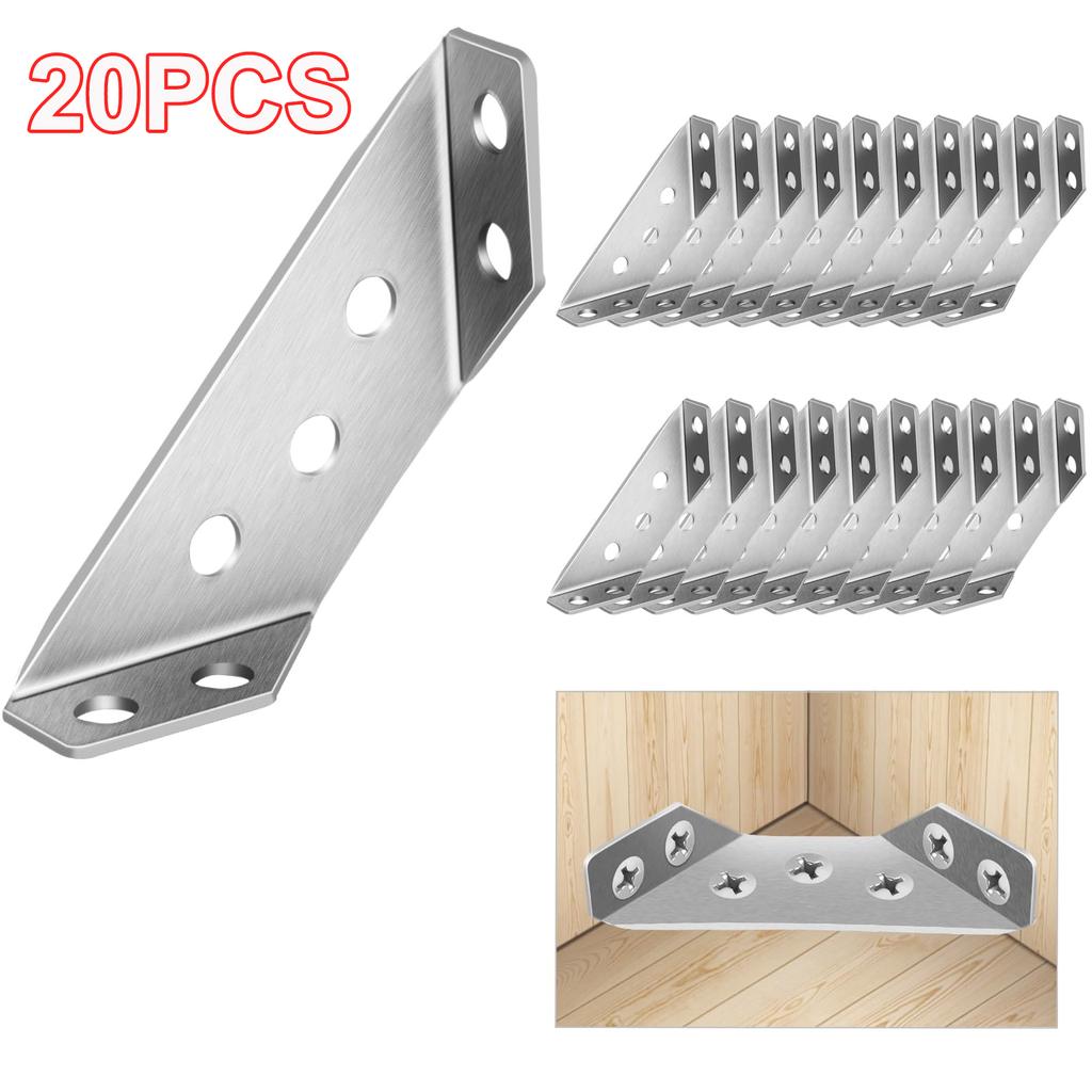 20/40pcs Stainless Steel Angle Bracket Universal Furniture Right Angle Fixed Bracket Cabinet Trapezoidal Layer Board Connector