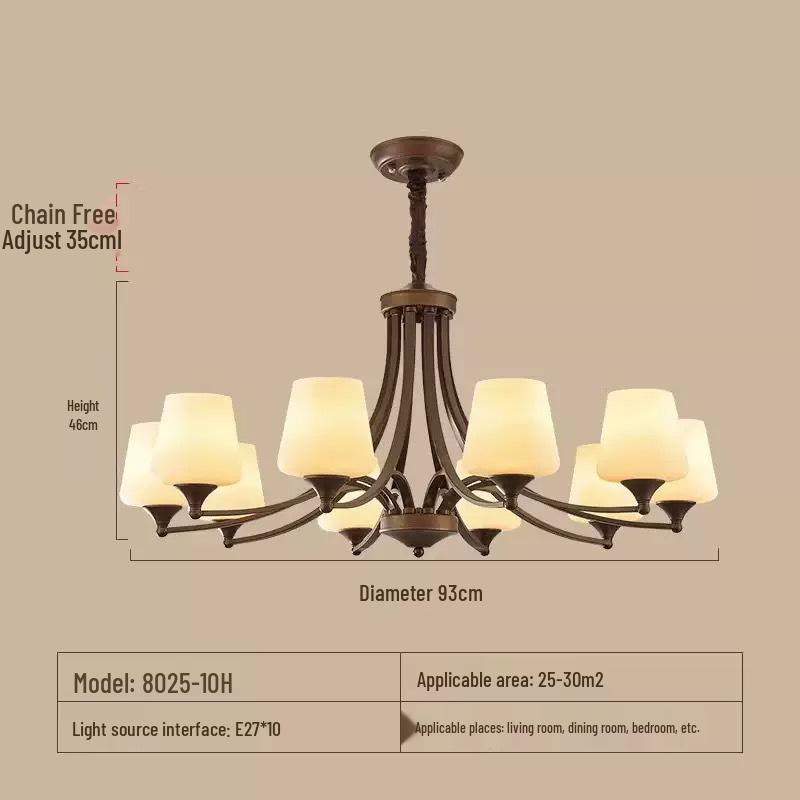 American Retro Iron Art Chandelier for Living Room, Bedroom, Dining Room - Modern & Country Style
