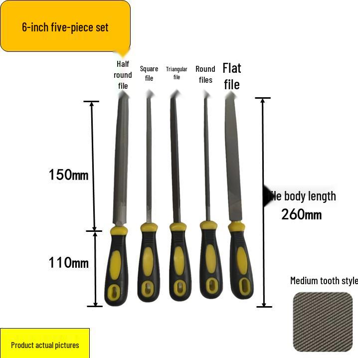 Steel Grinder File - Flat & Triangular Medium-Tooth Wear-Resistant Metal File