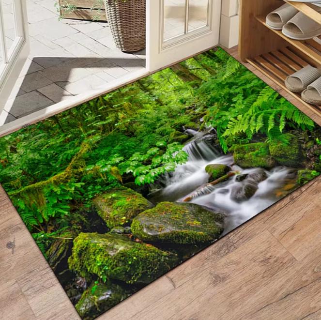 Forest Scenery Anti Slip Floor Mat Suitable for Indoor Outdoor Living Room Bedroom Garden Courtyard Decoration Home Decoration