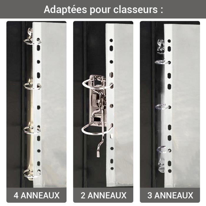 Pochettes perforées a4 - waytex 931304 - transparentes - grainées - 50 microns - paquet de 100