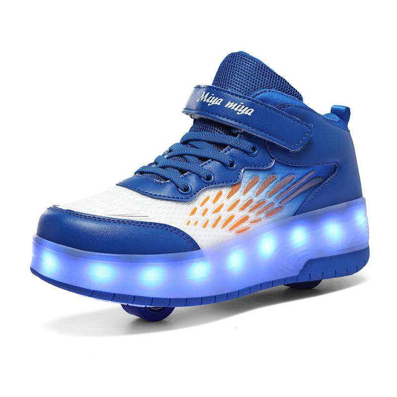 

27-40 Kid s Lighting Sneakers Rubbing Shoes Children s Shoes Solid Milky Patch Can Charging Lantern Shoes 40 синій