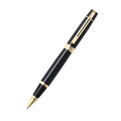 Sheaffer 300 Glossy Black/Gold Trim Pen (Med Fountain)