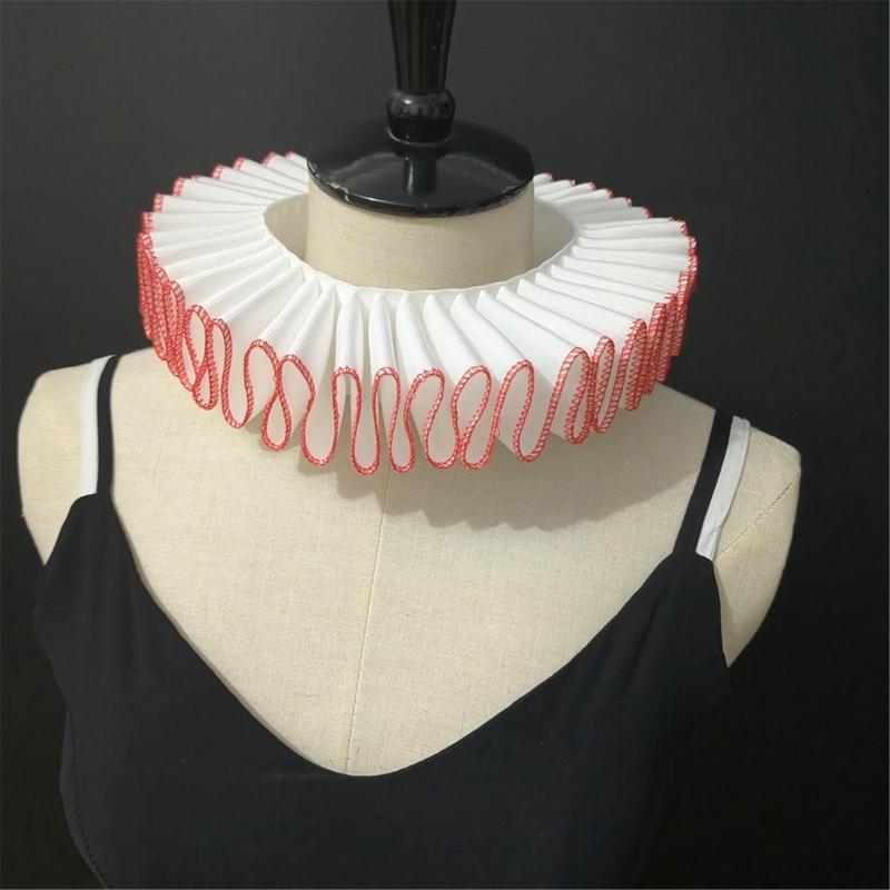 Comfortable Ribbon Faux Collar Colonial Clown Choker Neck Collar Ideal for School Uniforms Performances and Parties
