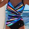 Sexy One Piece Swimsuit Swimwear Women Leaf Print Patchwork Cross Straps Backless Beachwear Bathing Suit Banadores Mujer