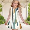 Girls Round Neck Sleeveless Geometric Printed A Line Flared Dress
