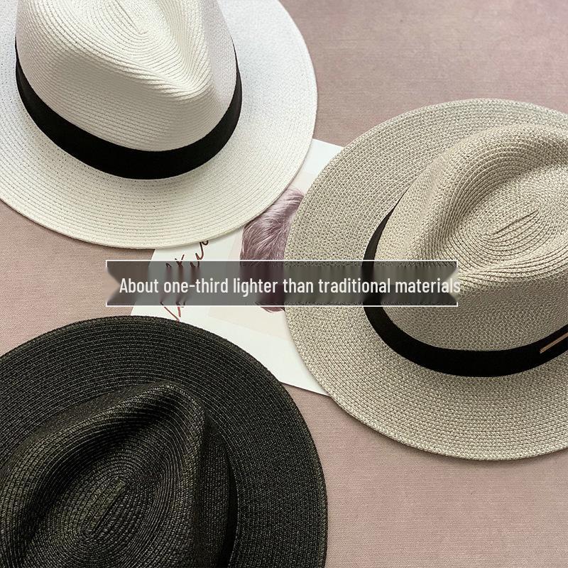 Unisex Panama Straw Hat: Adjustable Jazz Topper with Large Head Circumference, Sunshade, and UV Protection - Trendy All-Match Design.