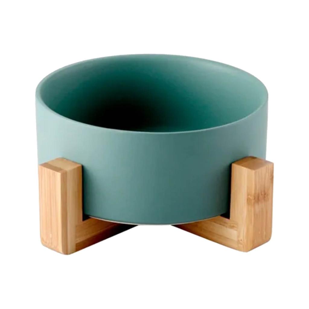 Ceramic Dog Cat Bowl Multipurpose Large Capacity Pet Bowl with Wooden Stand for Cats Dogs Pets
