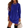 Abito lungo T-shirt girocollo irregolare a maniche lunghe tinta unita autunno e inverno da donna