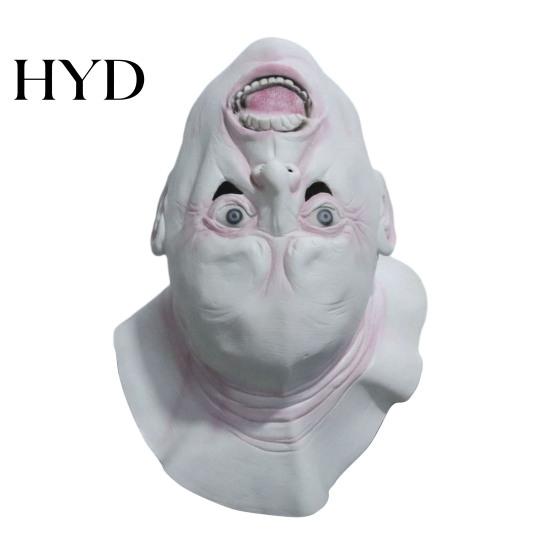 Easy Vision Halloween Mask Upside Down Demon Latex Full Face Mask, Scary Alien Cosplay Unique Weird Shape Headgear, Creepy Costume Prop for