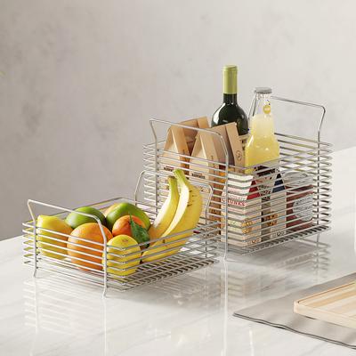 Stainless Steel Storage Basket Stackable Kitchen Fruit Vegetable Rack Dish Bowls Tableware Organizer Kitchen Storage Accessories