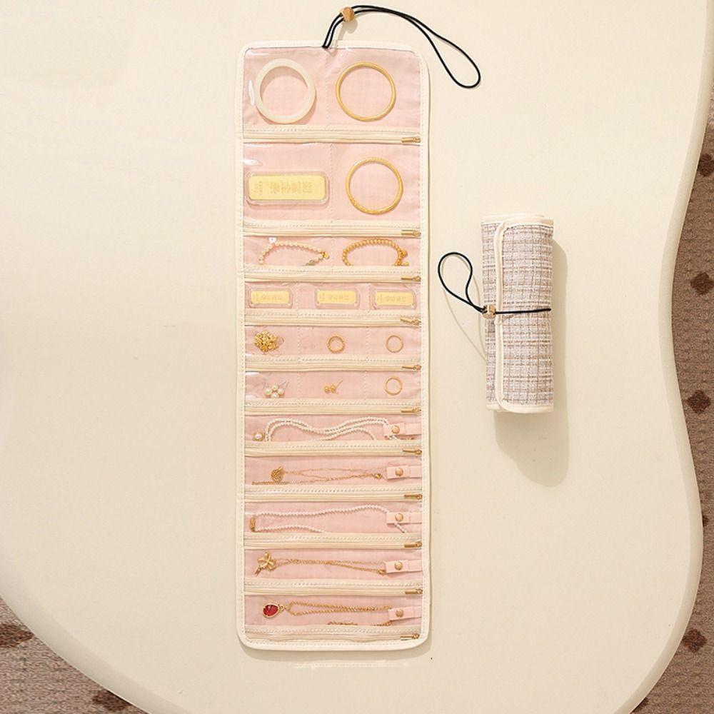 Multi-layer Foldable Jewelry Bag Roll Style Jewelry Storage Bag  for Necklace Earrings