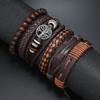 Retro Eenvoudige Heren Leren Armband Handgeweven Meerlaagse Leren Armband Armband