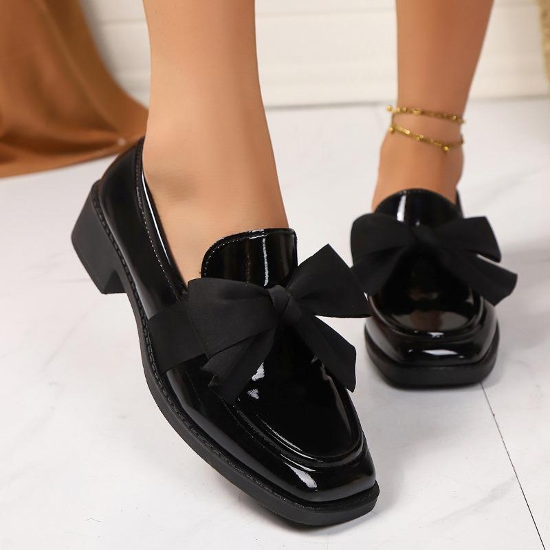 

Осень новые яркие кожаные туфли-лодочки квадратный носок низкий каблук удобные на одной педали большой размер маленькие одинарные туфли 36