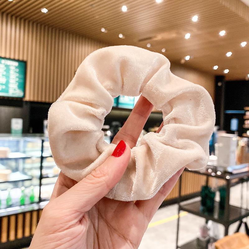 French Retro Gold Velvet Plush Hair Ring for Autumn/Winter