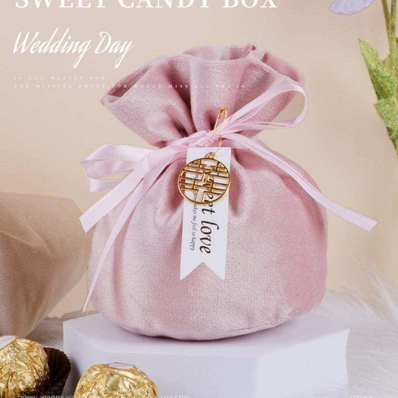 10Pcs Velvety Cloth Drawstring Bag Wedding Gift Wrapping Pouches Birthday Party Treat Bag For Candy Chocolate Jewelry