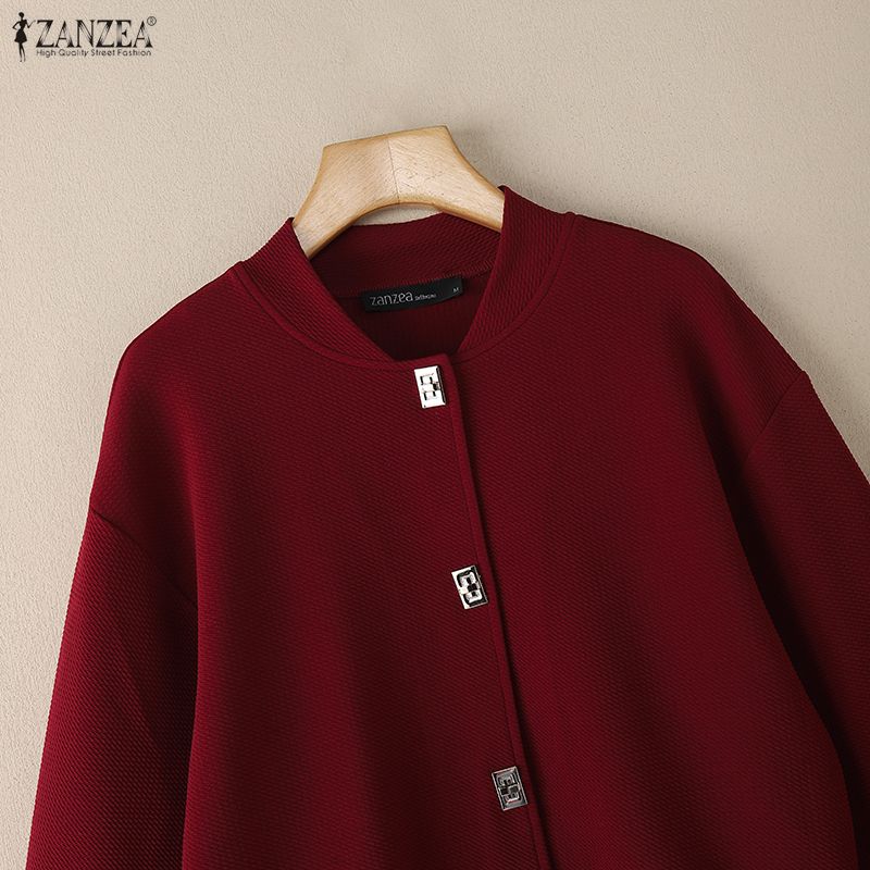 ZANZEA Damen Frühling Herbst Lässige Strickjacken mit langen Ärmeln