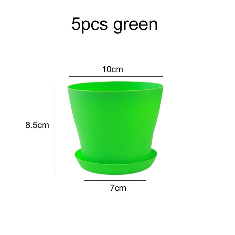 5pcs Mini Flower Pot with Tray Thickened Resin Plastic Ventilation Balcony Desktop Decoration Greenery Succulent Gardening TMZ