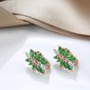 Luxury  Rose Gold Crystal Flower Daily Earrings For Women Green Natural Zircon Accessories Vintage Wedding Jewelry