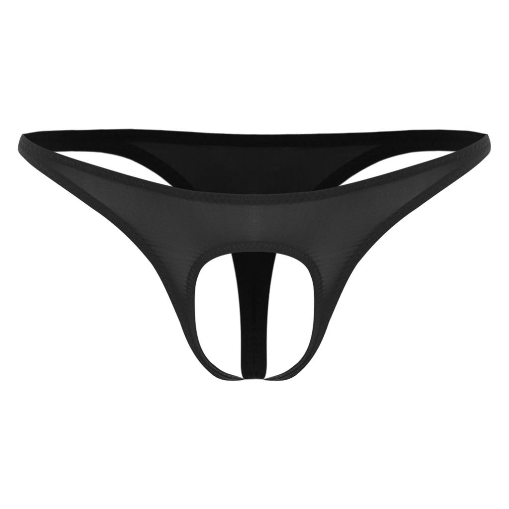 Mens Sexy Low Waist Open Front Pouch Butt Flaunting Thong Jockstrap
