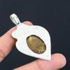 Daughters Day Deal Sterling Silver Natural Plume Agate Ethnic Pendant Jewelry
