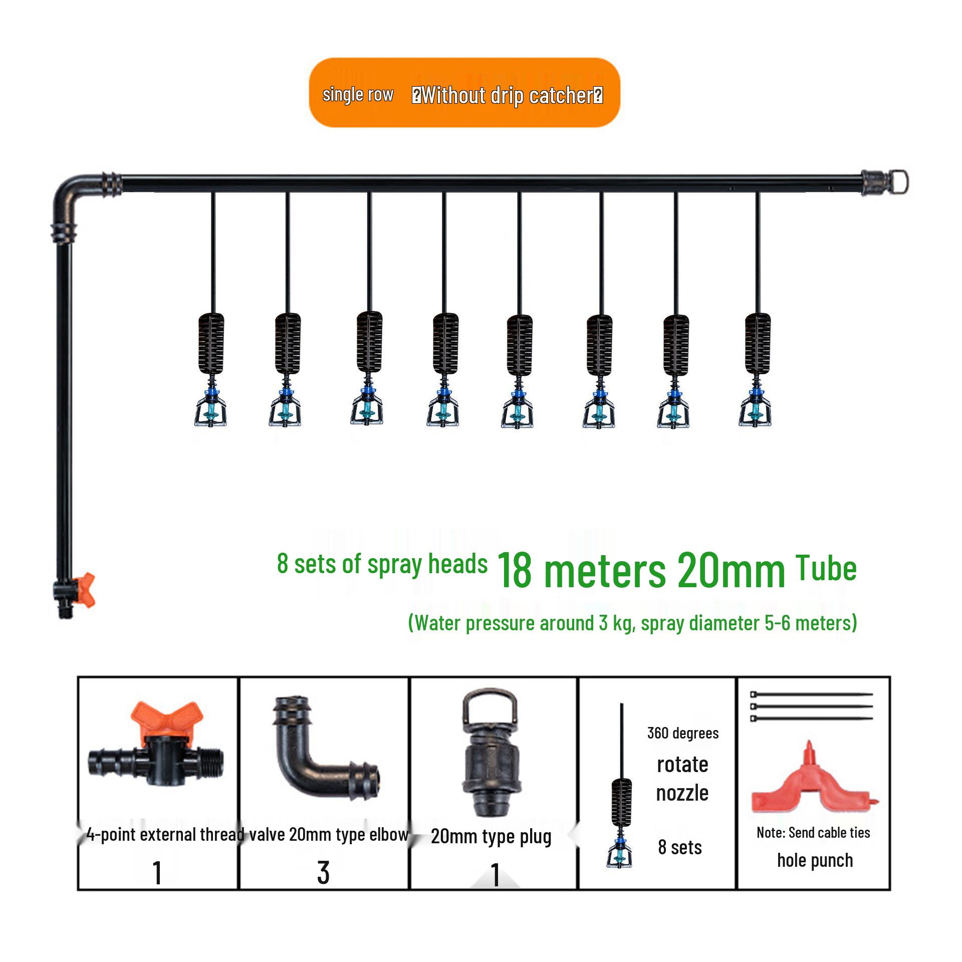 Complete Hanging Micro-Sprinkler Set for Greenhouse Irrigation