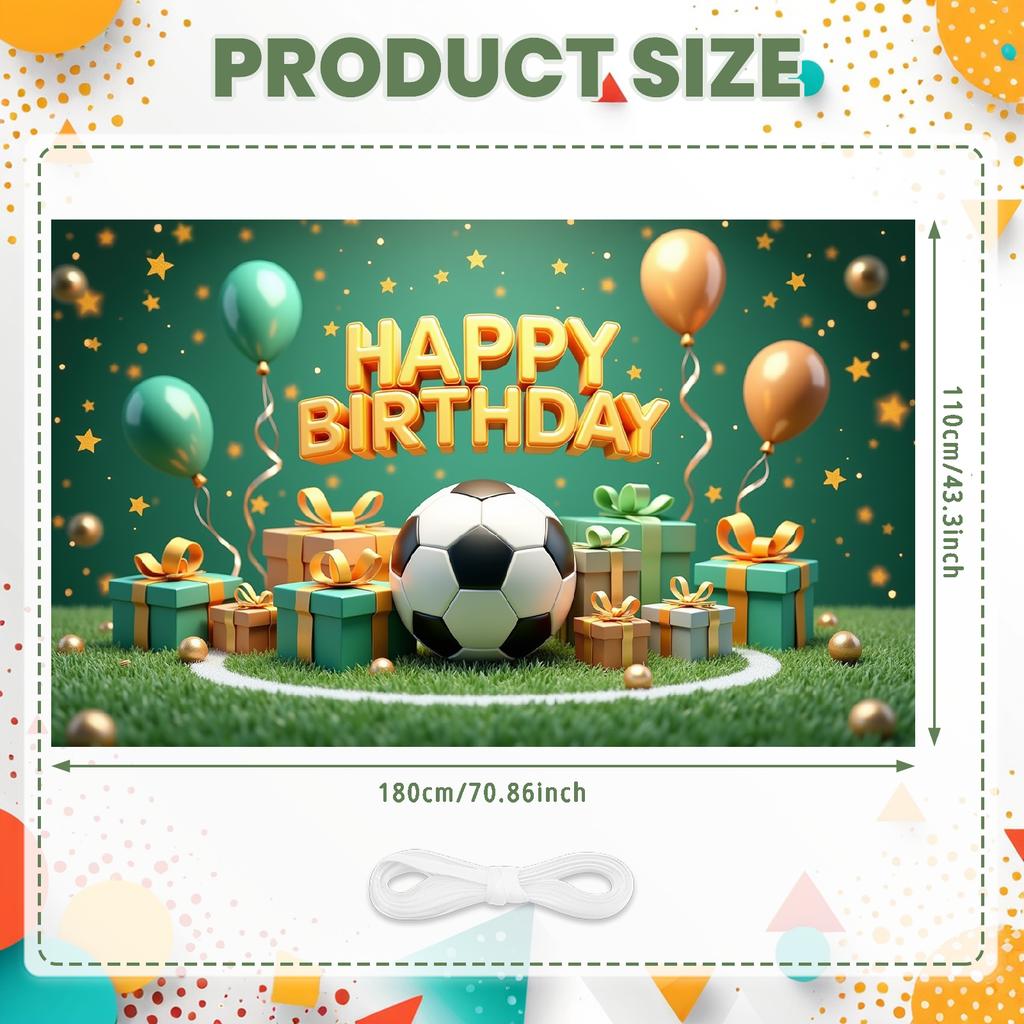 Banner Colorful Balloons Celebration Banner Soccer Banner Gold Stars For Photo Shoot Indoor Decoration Kids Event