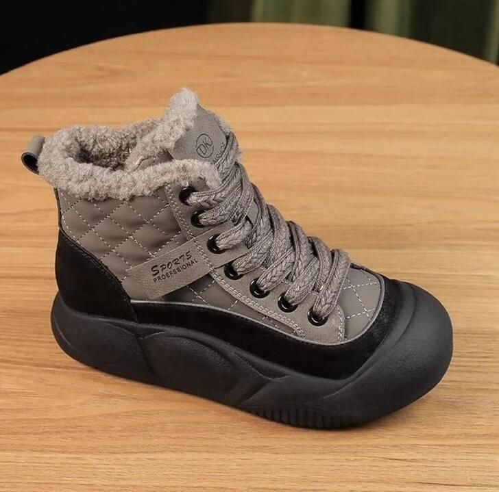 Thick-Soled Fashion Women'S Winter Cashmere 4Cm Leather Flat-Bottomed Soft-Soled Soft-Soled Non-Slip Women'S Shoes