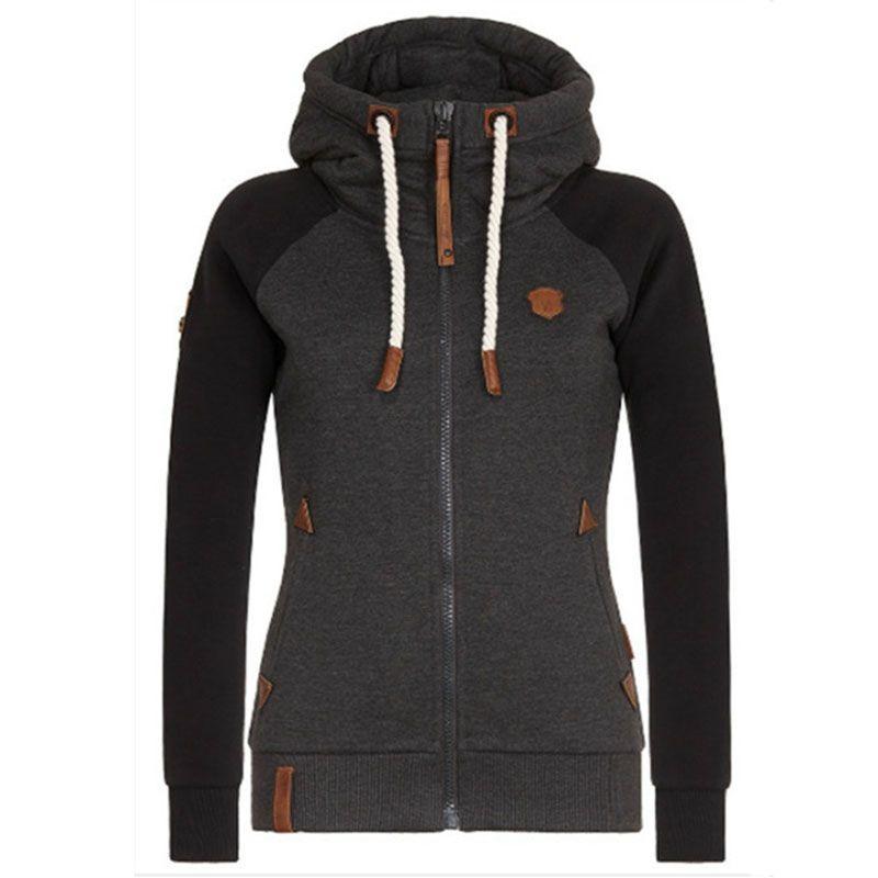 Luxurious Womens Fashion Zipper Sweater Hooded Cardigan Casual Hoodies Jacket Coat Tops