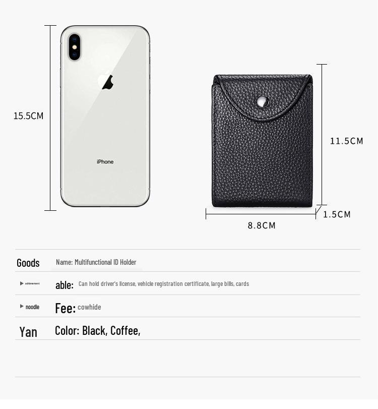 Genuine Leather Bi-Fold Wallet & Multifunctional Driver's License Holder with ID Slots & Card Sleeves