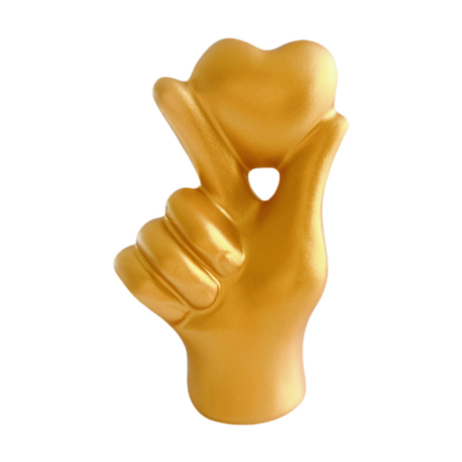Hand Gesture Heart Finger Statue Desk Figure Table Centerpiece Resin Figurine золотой