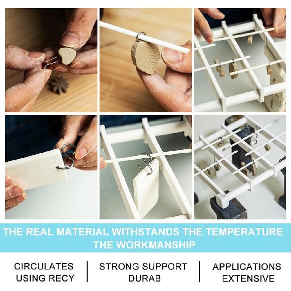WEBEEDY 50 Pcs Hanging Hook for Kiln High Fire High Temperature Resistant Wire Jump Ring Hanging Hooks for Pendant, Ceramic Ornaments, Fusing in