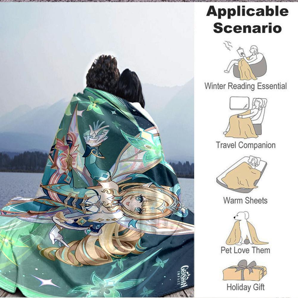 1Pc Fantasy Fairy Tale World Flannel Blanket, Soft And Comfortable, Casual Warm, Camping Travel, Christmas, Halloween Xmas Gift S1743